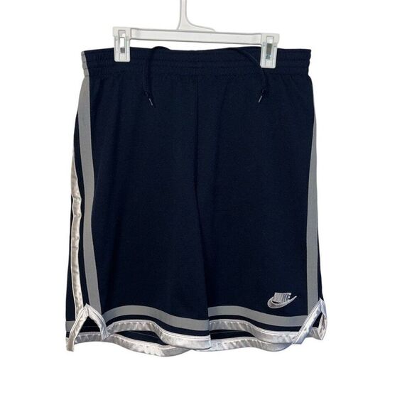 Men's Y2K Nike Basketball Shorts Sz L Dark Navy Blue Grey White - Picture 1 of 9